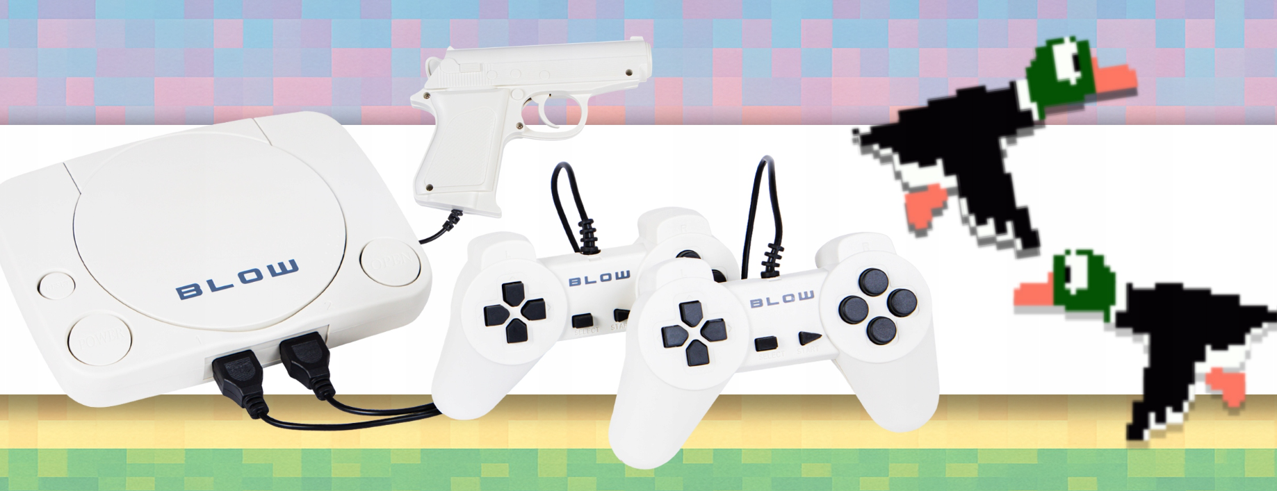 retro herná konzola s pištoľou